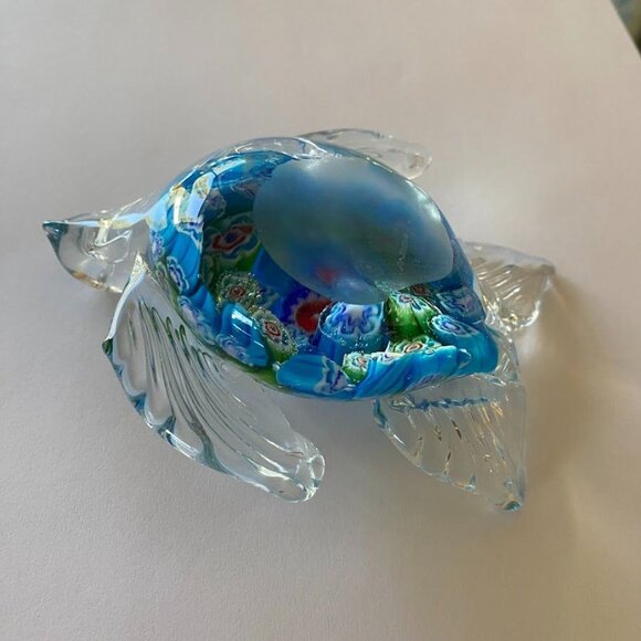 Murano Millefiori Glass Sea Turtle Paperweight – Hand Blown Art Glass, 4.5” - Picture 5 of 7